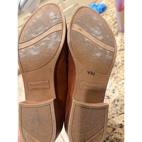 American Eagle Womens Size 9 Brown Low Block Heel Ankle Booties Side Zipper - Picture 6 of 7